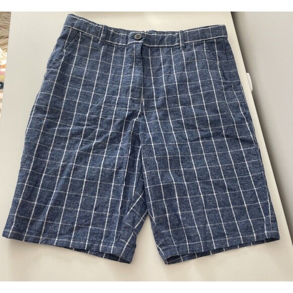 Janie and Jack Boys Blue Plaid Shorts size 16 Grid Preppy Classic Party Summer - Picture 1 of 7